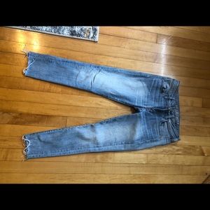 Self-cut light wash jeggings
